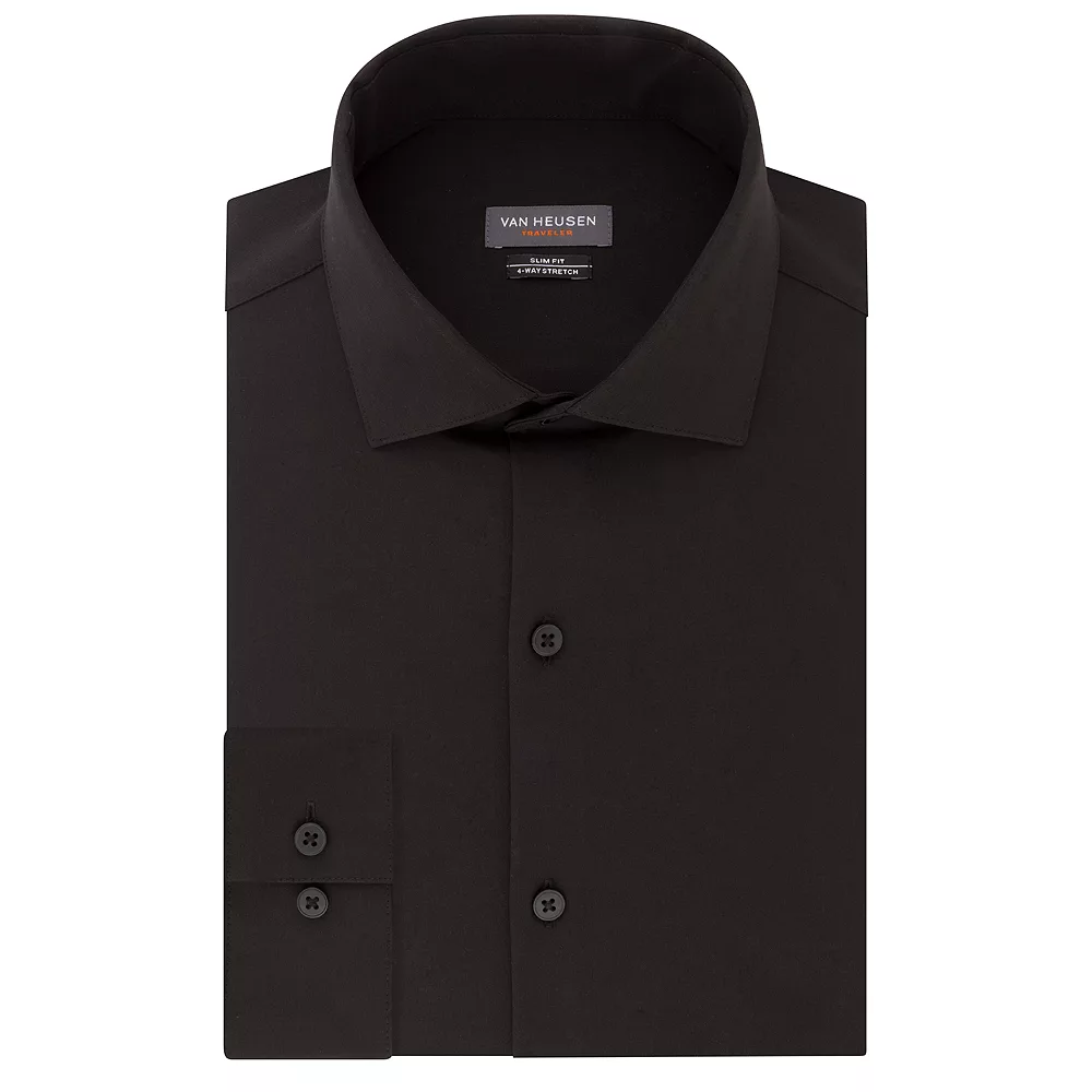 Men's Van Heusen Slim-Fit Traveler Hidden Button-Down Collar Dress Shirt - Image 4