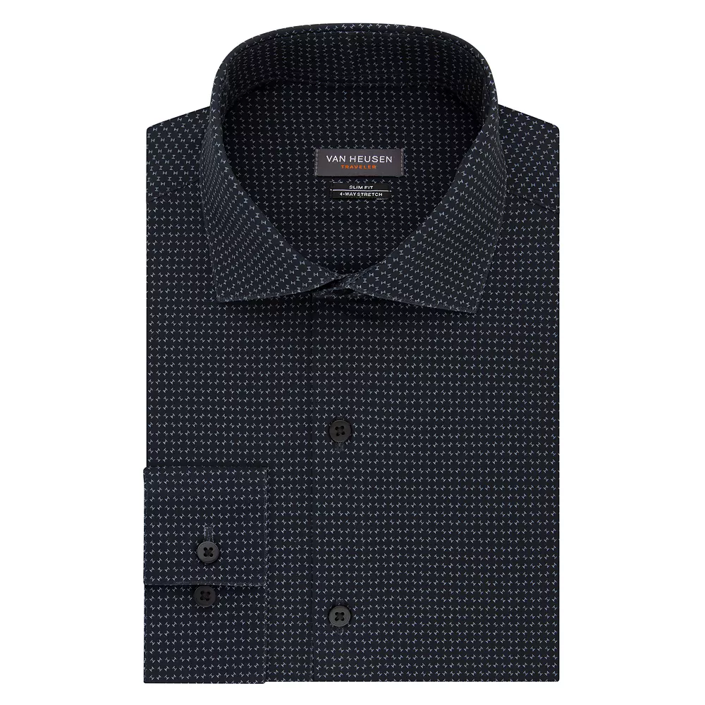 Men's Van Heusen Slim-Fit Traveler Hidden Button-Down Collar Dress Shirt - Image 14