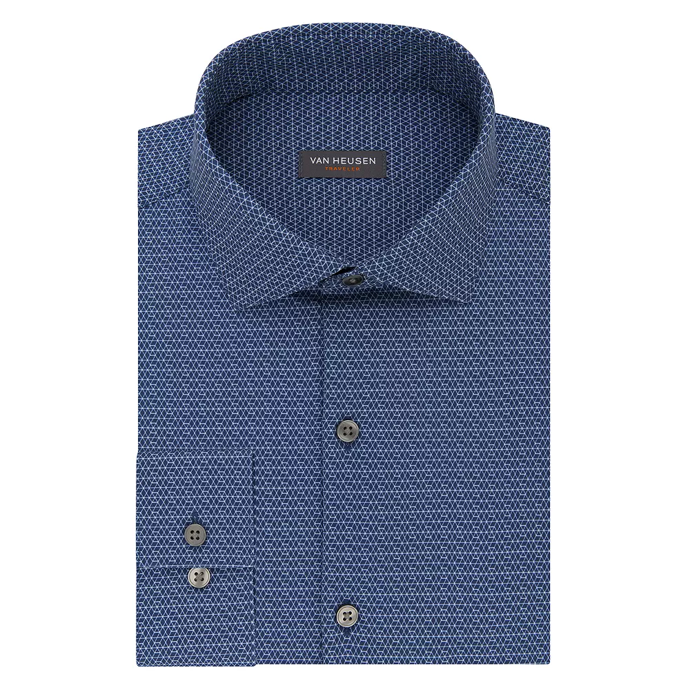 Men's Van Heusen Slim-Fit Traveler Hidden Button-Down Collar Dress Shirt - Image 13
