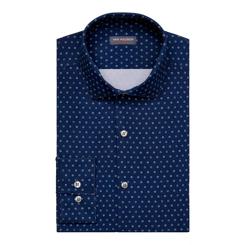 Men's Van Heusen Slim-Fit Traveler Hidden Button-Down Collar Dress Shirt - Image 12