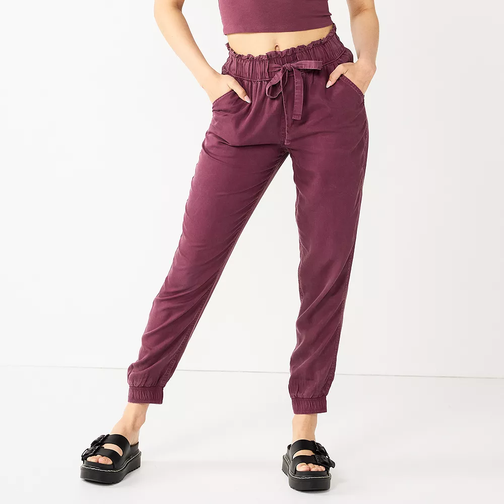 Juniors' SO® High Rise Paperbag Jogger Pants - Image 7