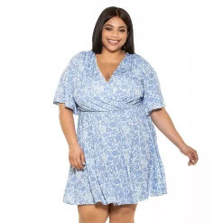 Plus Size ALEXIA ADMOR Oakless Flutter-Sleeve Fit & Flare Dress