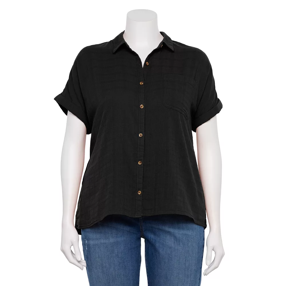 Plus Size Sonoma Goods For Life® Short Sleeve Button Down Top - Image 6