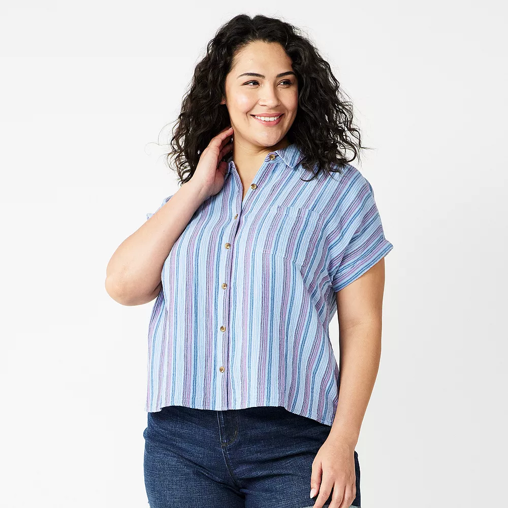 Plus Size Sonoma Goods For Life® Short Sleeve Button Down Top - Image 2