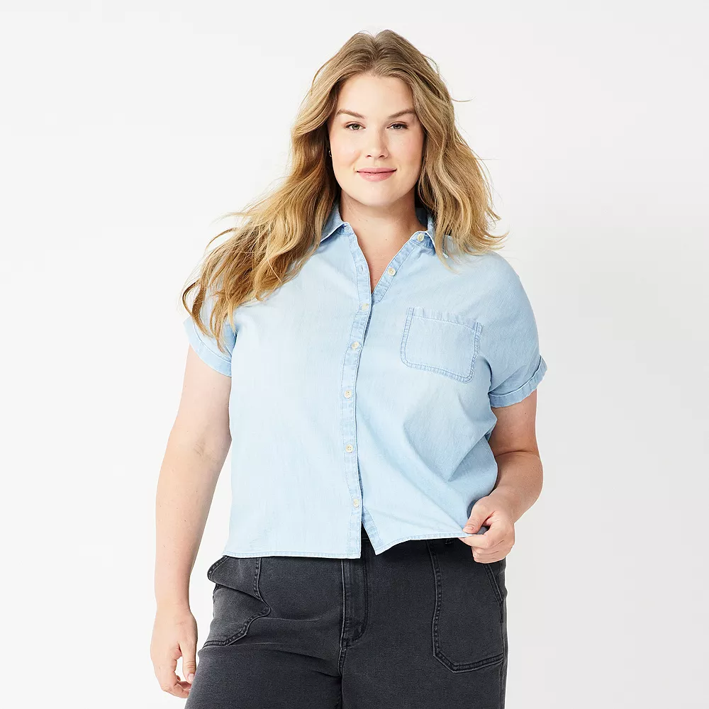 Plus Size Sonoma Goods For Life® Short Sleeve Button Down Top - Image 3