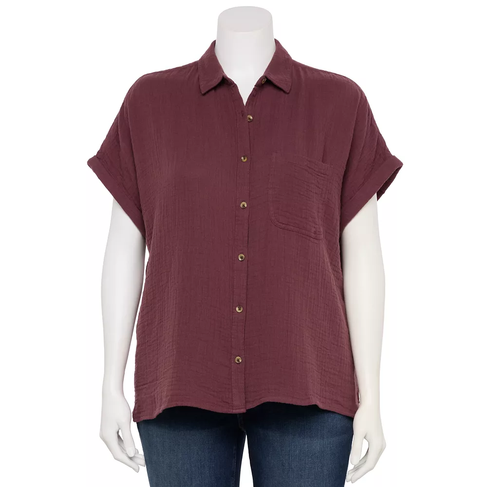 Plus Size Sonoma Goods For Life® Short Sleeve Button Down Top - Image 9