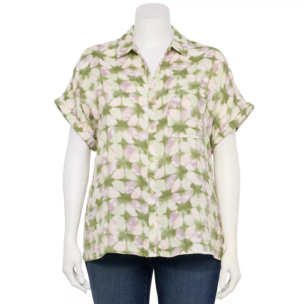 Plus Size Sonoma Goods For Life® Short Sleeve Button Down Top - Image 7