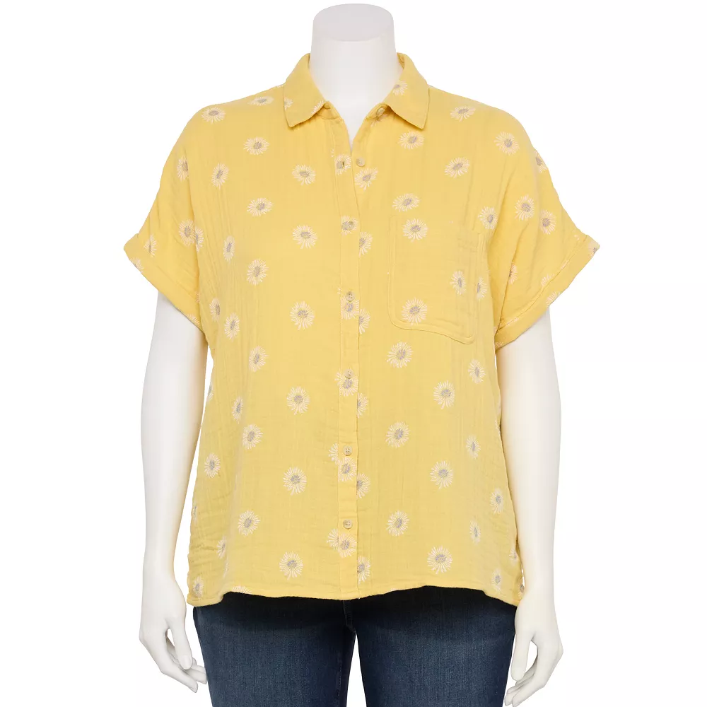 Plus Size Sonoma Goods For Life® Short Sleeve Button Down Top - Image 8