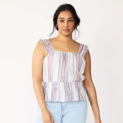 Women's DRAPER JAMES RSVP™ Squareneck Peplum-Hem Tank