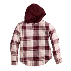 Girls 6-20 SO® Boyfriend Flannel Hooded Shirt in Regular & Plus Size