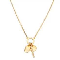 Nine West Gold Tone Simulated Crystal Charm Necklace