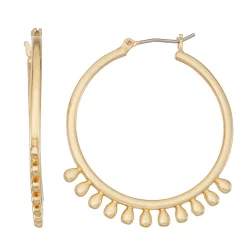 Nine West Gold Tone Shaky Click It Hoop Earrings
