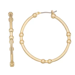 Nine West Gold Tone Ball Click It Hoop Earrings
