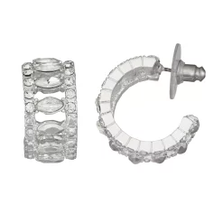 Napier Silver Tone Dazzle C Hoop Earrings